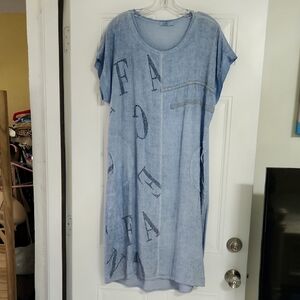 Italian Casual Blue Graphic Dress